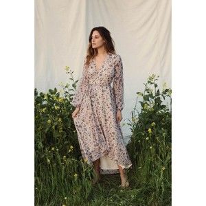 Christy Dawn The Bergen Wrap Dress Charcoal Floral Medium